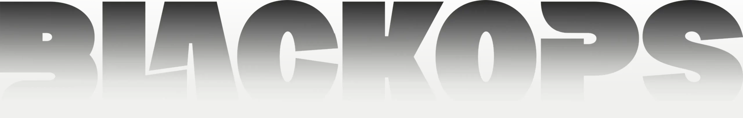 The word "BLACKOPS" in large, bold, black-to-gray gradient letters with a faded reflection effect below the text.