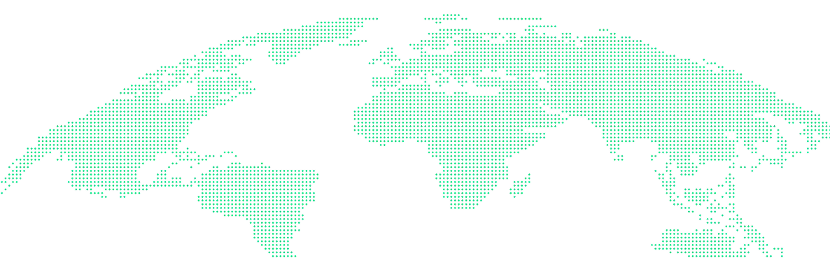 Dotted digital illustration of a world map focusing on Europe, Africa, and parts of Asia. The map is depicted in green on a white background.
